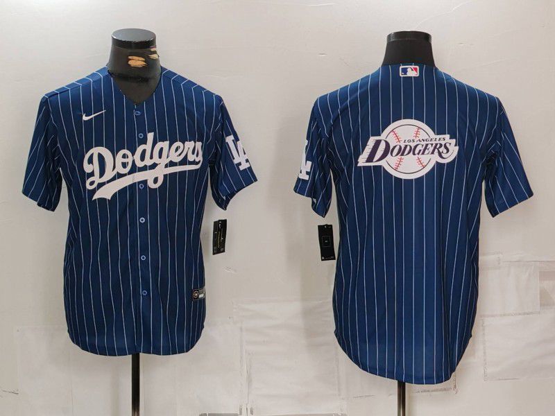 Men Los Angeles Dodgers Blank Blue Stripe Game 2024 Nike MLB Jersey style 9